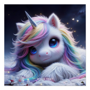 Póster Fantasy Cute Lovely Baby Unicorn