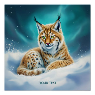 Póster Fantasy Cute Lynx Winter