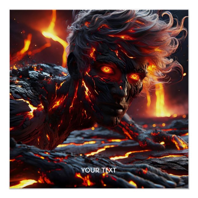 Póster Fantasy Cute Man Fire Lava (Frente)
