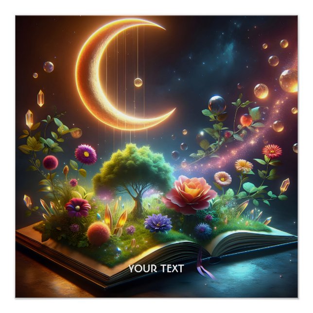 Póster Fantasy Cute Moon Garden Book (Frente)
