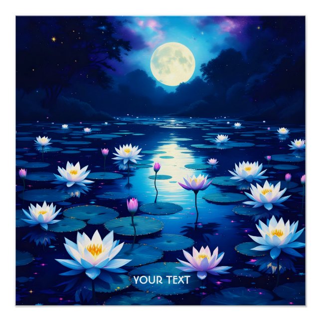 Póster Fantasy Cute Moon Lily Pond (Frente)