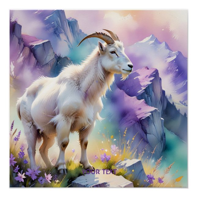 Póster Fantasy Cute Mountain Goat Meadow (Frente)