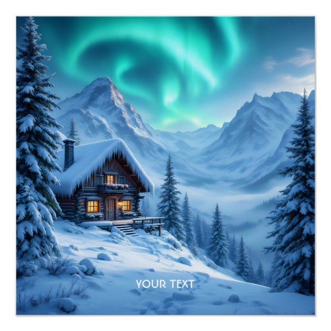 Póster Fantasy Cute North Winter Cabine (Frente)