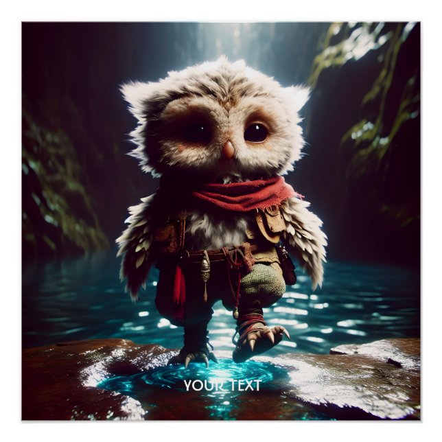 Póster Fantasy Cute Owl Adventurer Water (Frente)