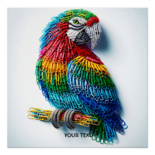Póster Fantasy Cute Paper Clips Bird