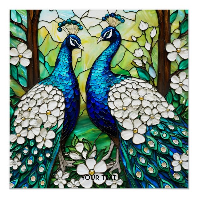 Póster Fantasy Cute Peacock StainGlass (Frente)