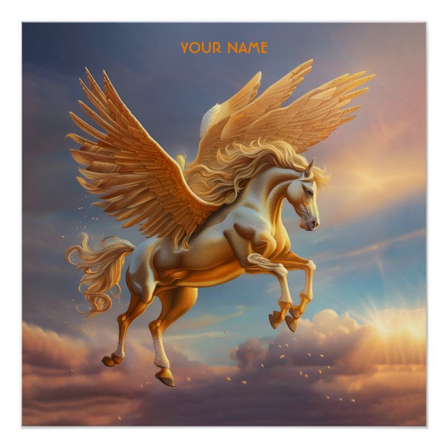 Póster Fantasy Cute Pegasus Dusk Sky (Frente)