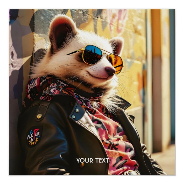 Póster Fantasy Cute Possum Leather Jaqueta (Frente)