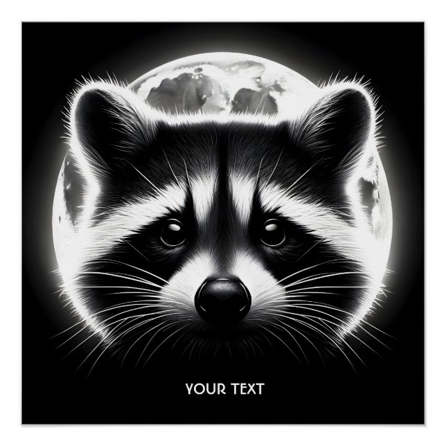 Póster Fantasy Cute Racoon Face Moon (Frente)