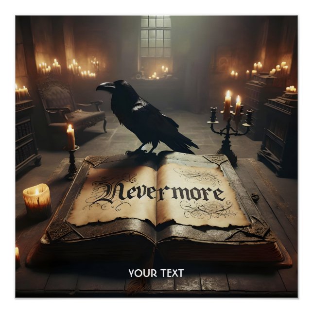 Póster Fantasy Cute Raven Book Candles (Frente)