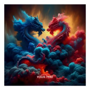 Póster Fantasy Cute Red Dragon