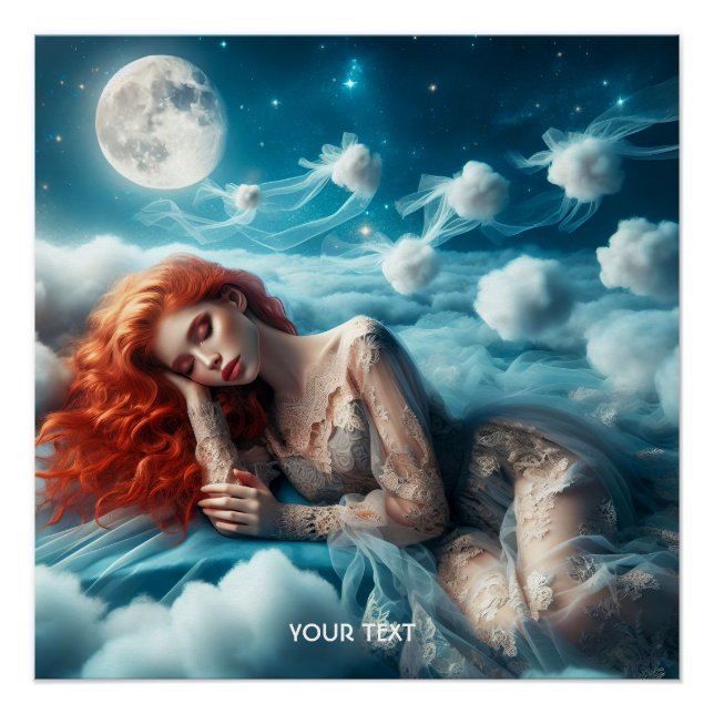 Póster Fantasy Cute Red Hair Beauty (Frente)