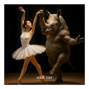 Póster Fantasy Cute Rhino Dancer Ballerina