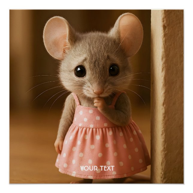 Póster Fantasy Cute Sad Little Mouse  (Frente)