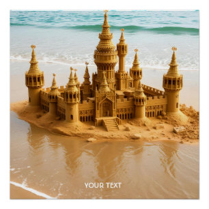 Póster Fantasy Cute Sand Castle Beach
