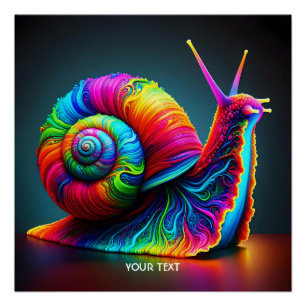 Póster Fantasy Cute Snail Muitas Cores