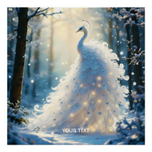 Póster Fantasy Cute Snow White Peacock