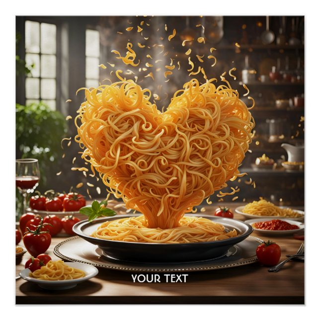 Póster Fantasy Cute Spaghetti Heart Plate (Frente)