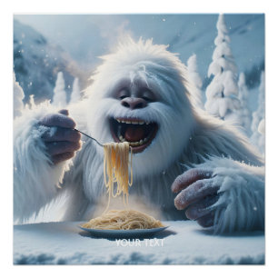 Póster Fantasy Cute Spaghetti Yeti Neve