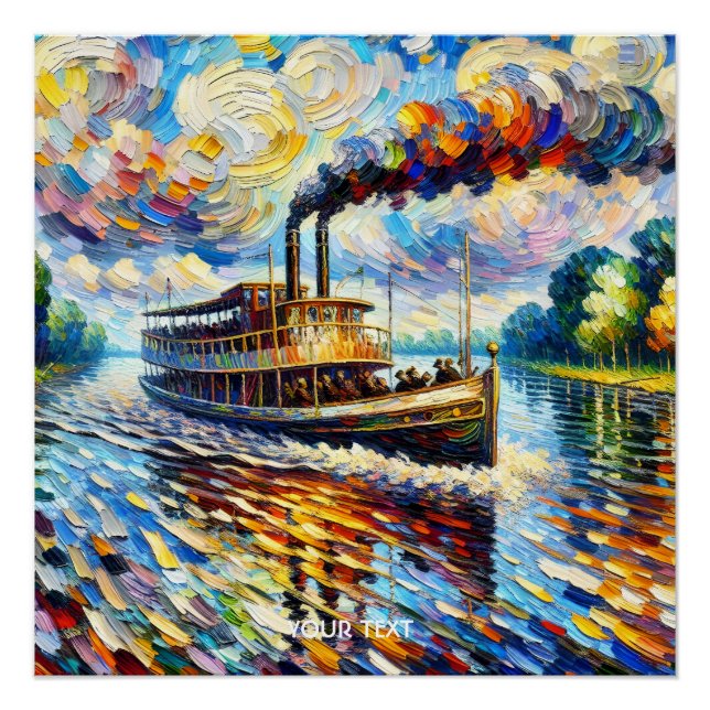 Póster Fantasy Cute Steam Boat Ship (Frente)