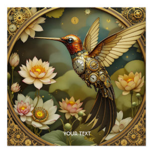 Póster Fantasy Cute Steampunk Bird