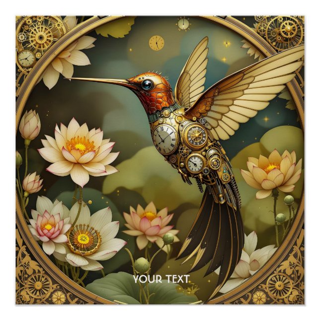 Póster Fantasy Cute Steampunk Bird (Frente)