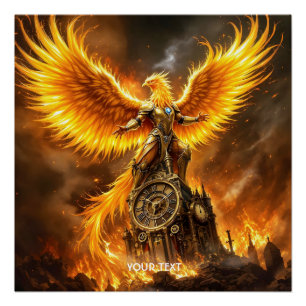 Póster Fantasy Cute Steampunk Flames Phoenix