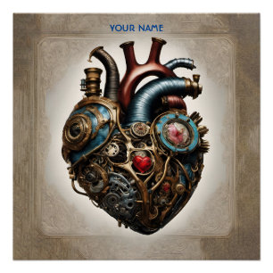 Póster Fantasy Cute Steampunk Open Heart
