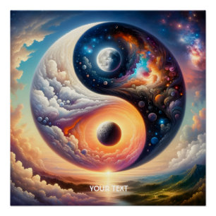 Póster Fantasy Cute Surreal Yin Yang