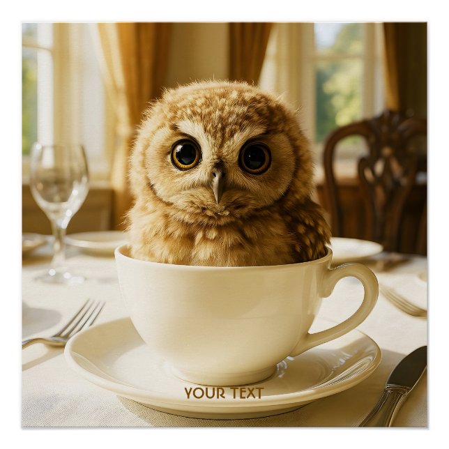 Póster Fantasy Cute Tea Owl Baby (Frente)