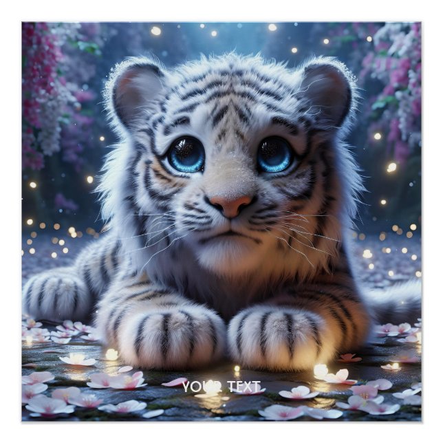 Póster Fantasy Cute Tiger White Baby (Frente)