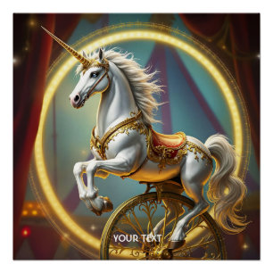Póster Fantasy Cute Unicorn Wheel Circus