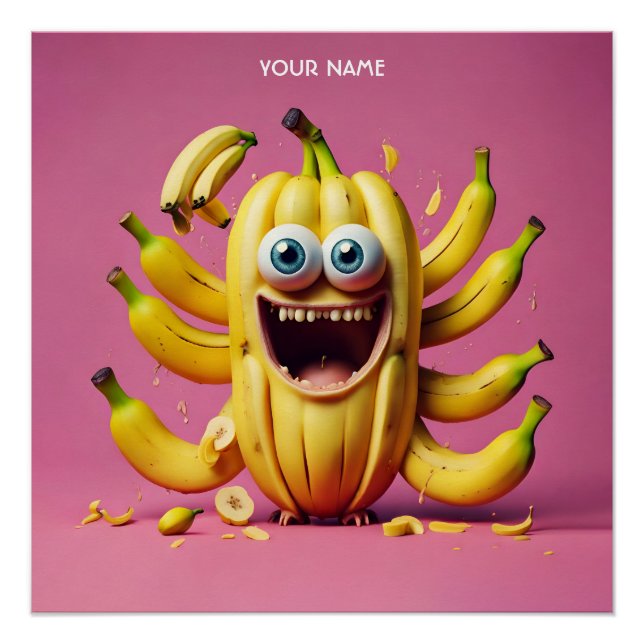 Póster Fantasy Cute Vivid Banana Engraçado Criatura (Frente)