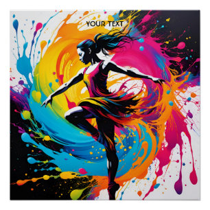Póster Fantasy Cute Vivid Dancer Splatter Painting