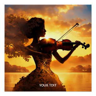 Póster Fantasy Cute Vivid Girl Jogando Violino