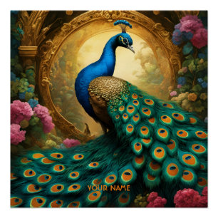 Póster Fantasy Cute Vivid Romantic Peacock Retrait