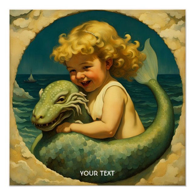Póster Fantasy Cute Vivid Sea Boy Pet (Frente)