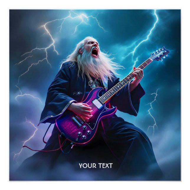 Póster Fantasy Cute Wizard Tocando Violão (Frente)