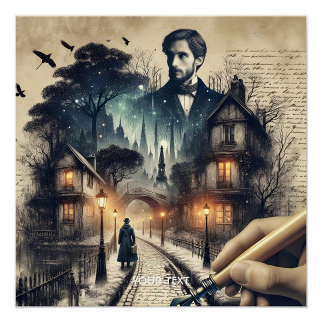 Póster Fantasy Cute Writer Paris Streets (Frente)