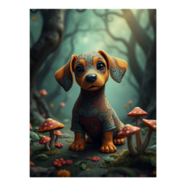 Póster Fantasy Dachshund Puppy Art