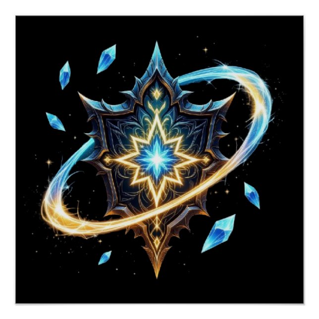 Póster Fantasy Emblem with Floating Blades – Magical Ener (Frente)