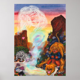 Poster Fantasy Eros Lion Princesa Deusa Neve Leopardo