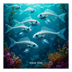 Póster Fantasy - Escola de Peixe de Esqueleto