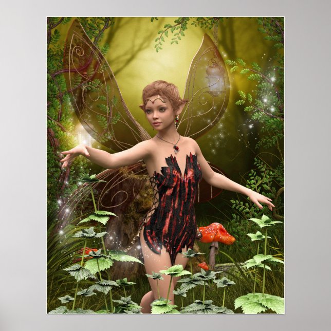 Poster Fantasy Fairy em Woodland (Frente)