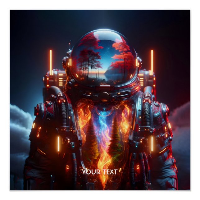 Póster Fantasy - Foto de Paisagem de Astronauta Bonita (Frente)