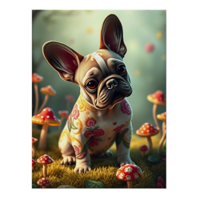 Póster Fantasy French Bulldog Puppy Art (Frente)