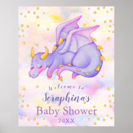 Poster Fantasy Girls Purple Dragon Chá de fraldas Welcome
