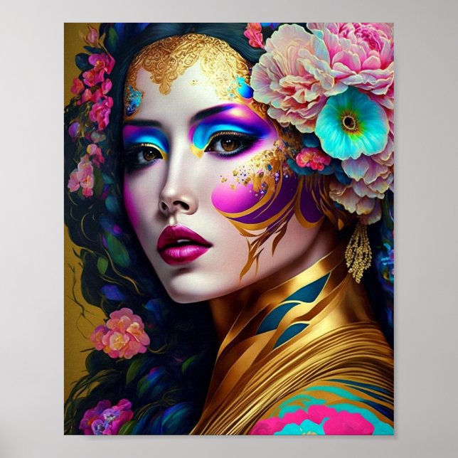 Poster Fantasy Glam Mulher Pop Art (Frente)
