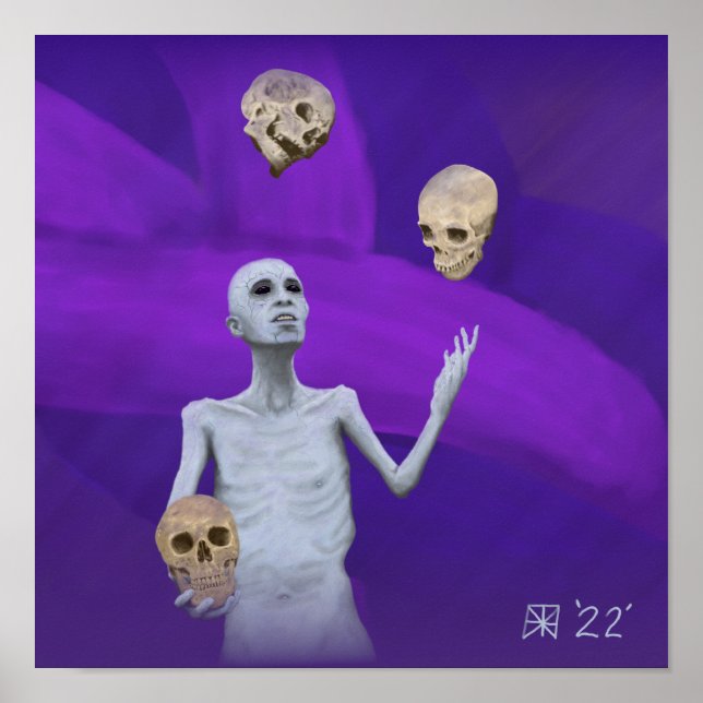 Poster Fantasy Juggler malabarizando Skulls Wall Art Impr (Frente)