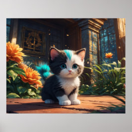 Poster *~* Fantasy Kitty Cat 5:4 Feline Kitten